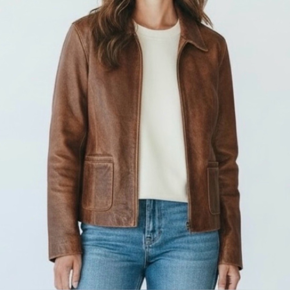 The Territory Ahead Tan Leather Jacket - Picture 2 of 9